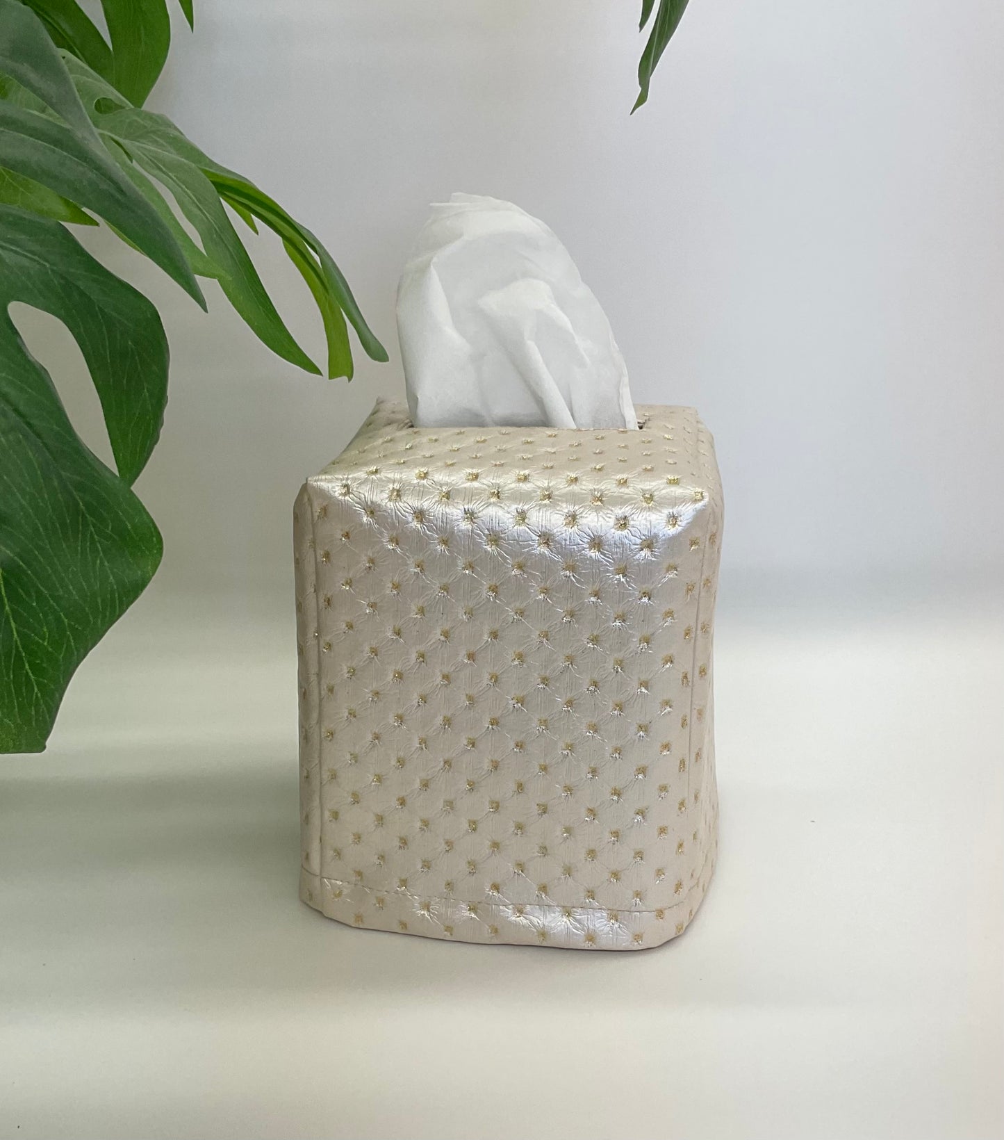 Tissue Box Cover:Grenade Beige Faux Leather