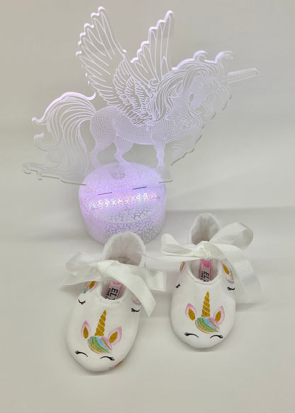Leticia’s Booties Style Lady Unicorns White Ribbon