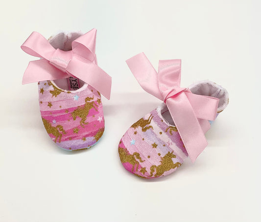 Leticia’s Booties Style Unicorn Gold Ribbon Pink