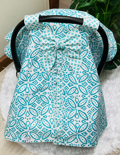 Baby Car Seat Cover:Susan Turquoise