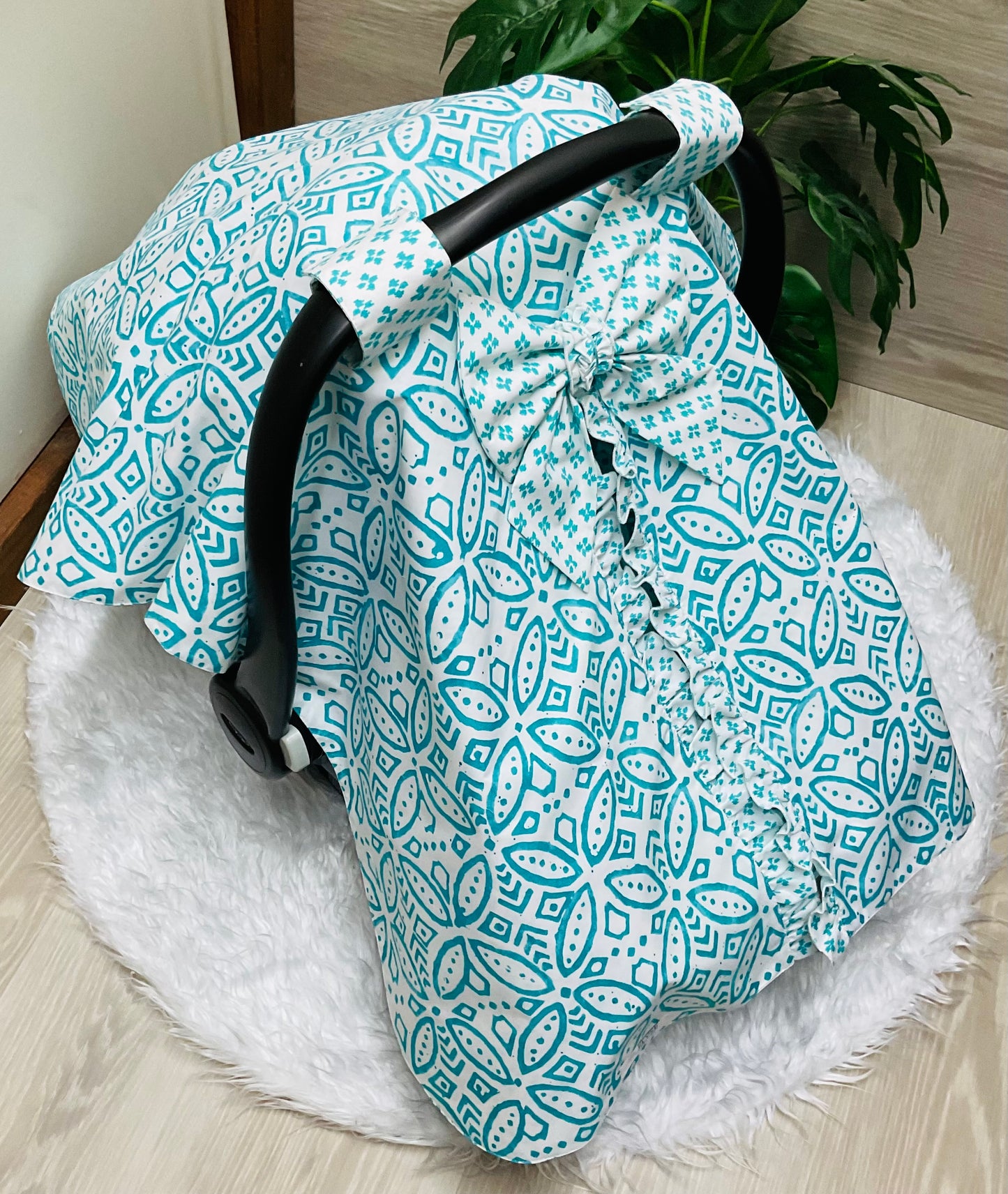 Baby Car Seat Cover:Susan Turquoise