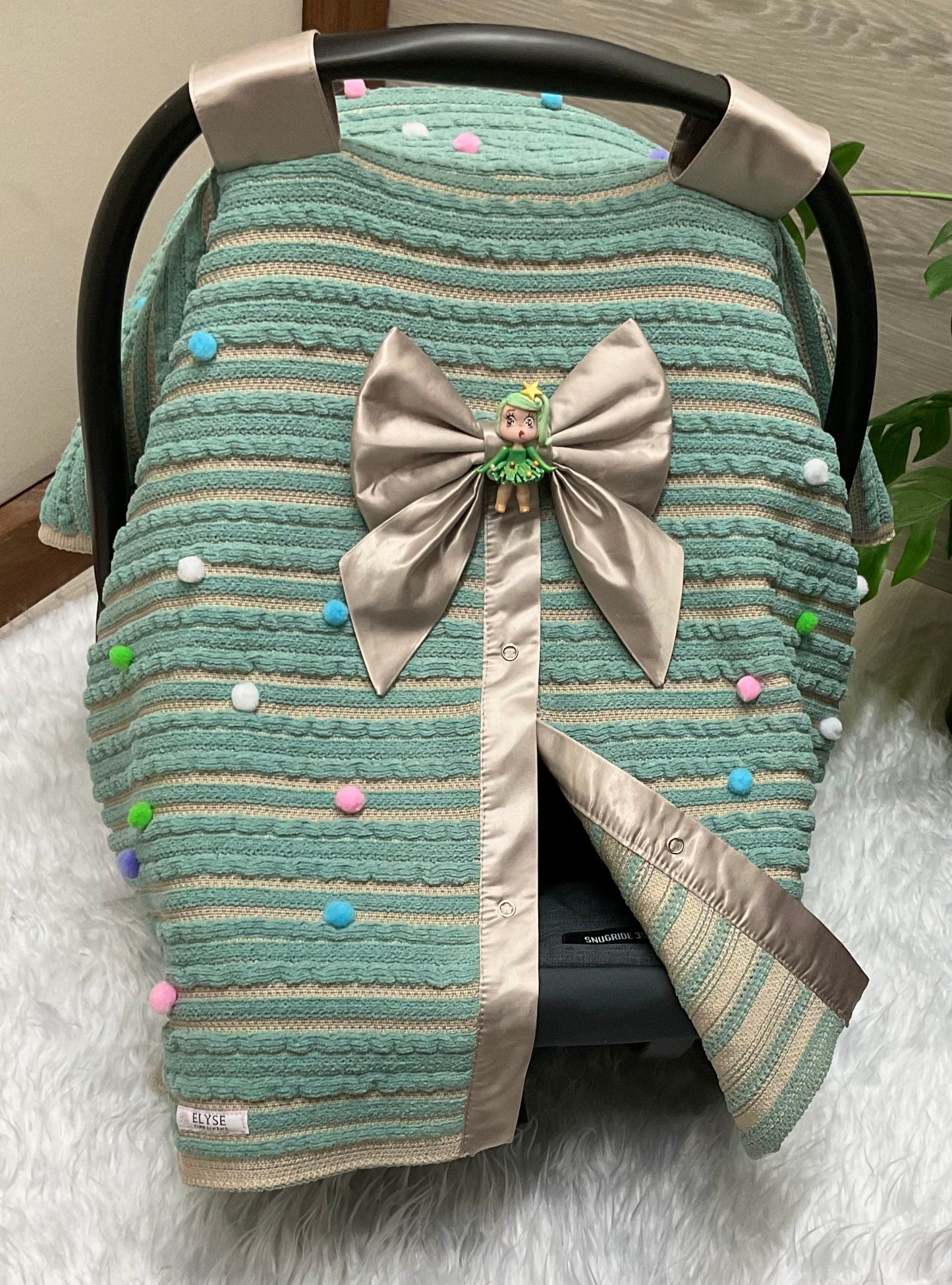 Baby Car Seat Cover:Pompoms
