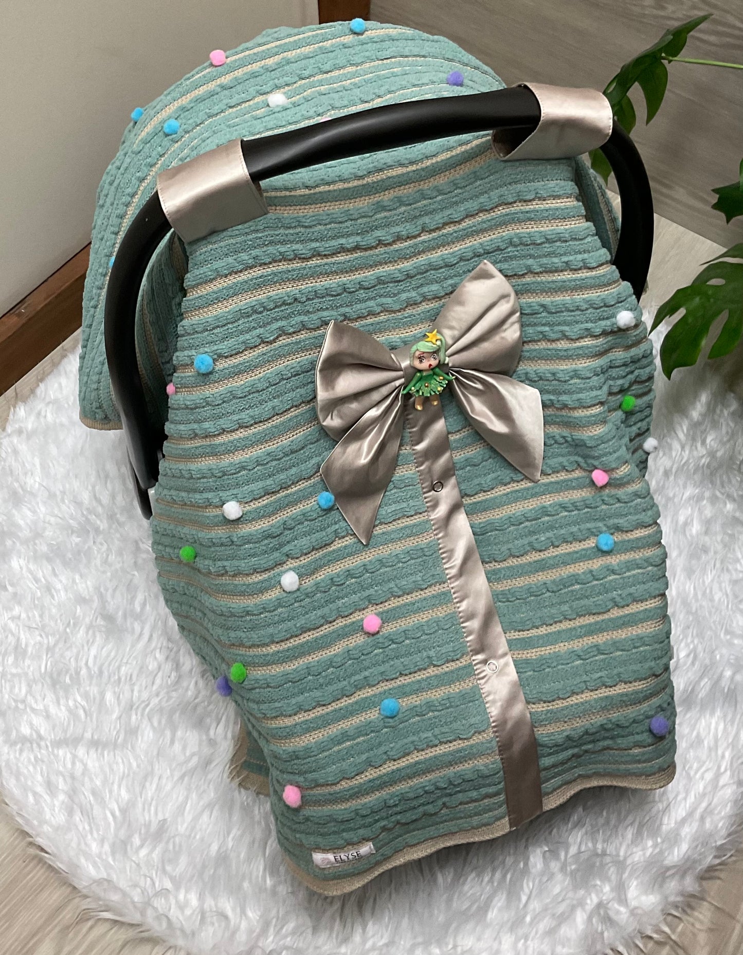 Baby Car Seat Cover:Pompoms
