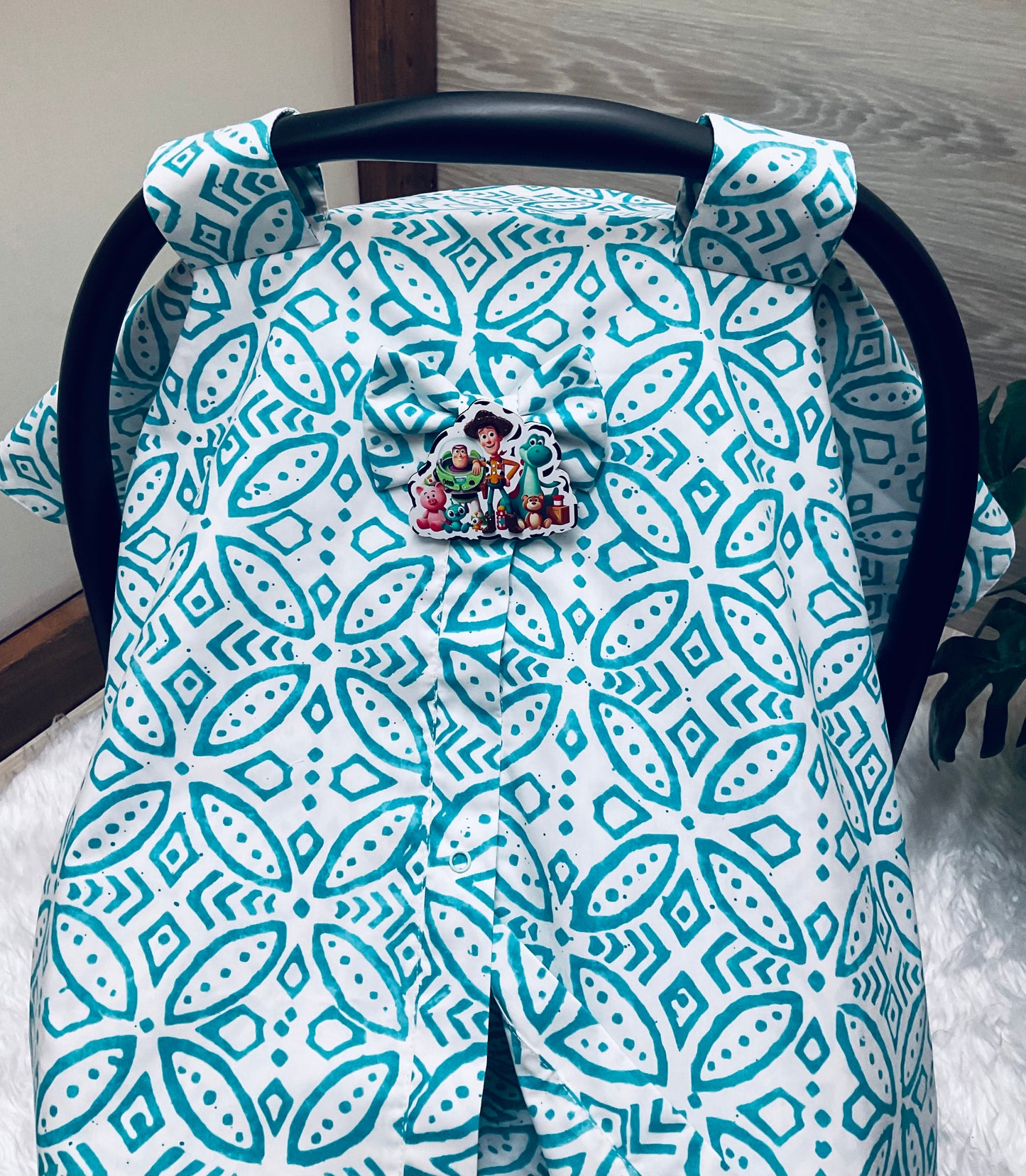 Baby Car Seat Cover:Susan Turquoise