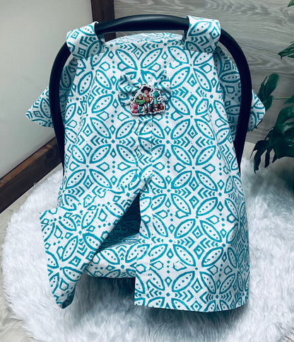 Baby Car Seat Cover:Susan Turquoise