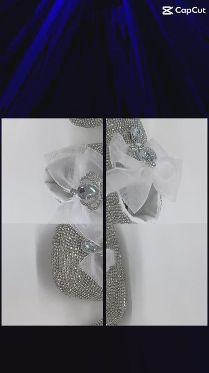 Queen silver organza white ribbon